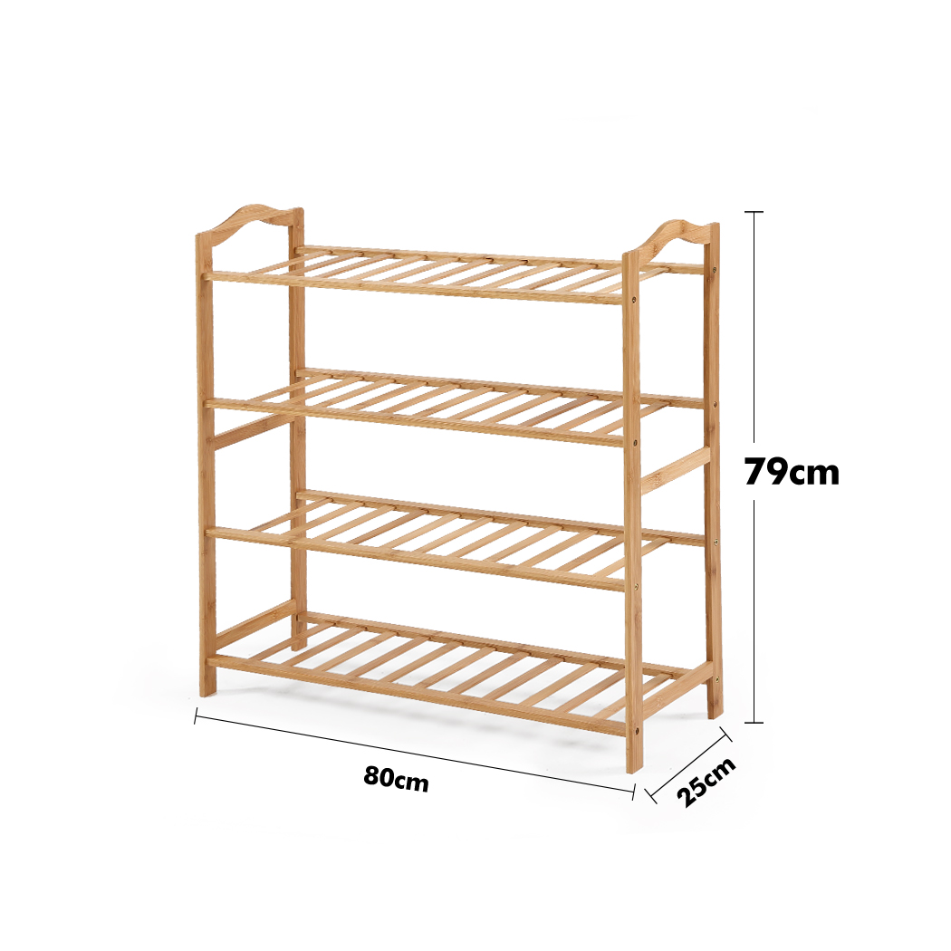 Levede Bamboo Shoe Rack Storage Wooden Organizer Shelf Stand 4 Tiers Layers 80cm