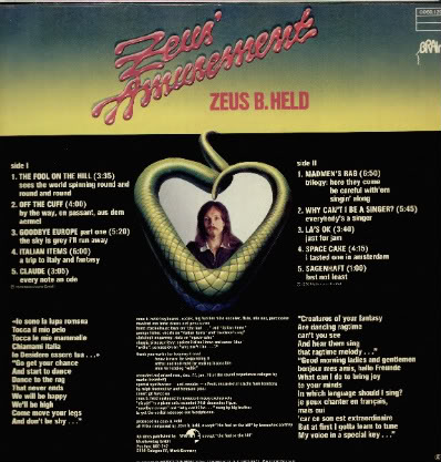 Oozlum: Zeus B. Held - Zeus' Amusement (LP, 1978, Brain) & Visionova I ...