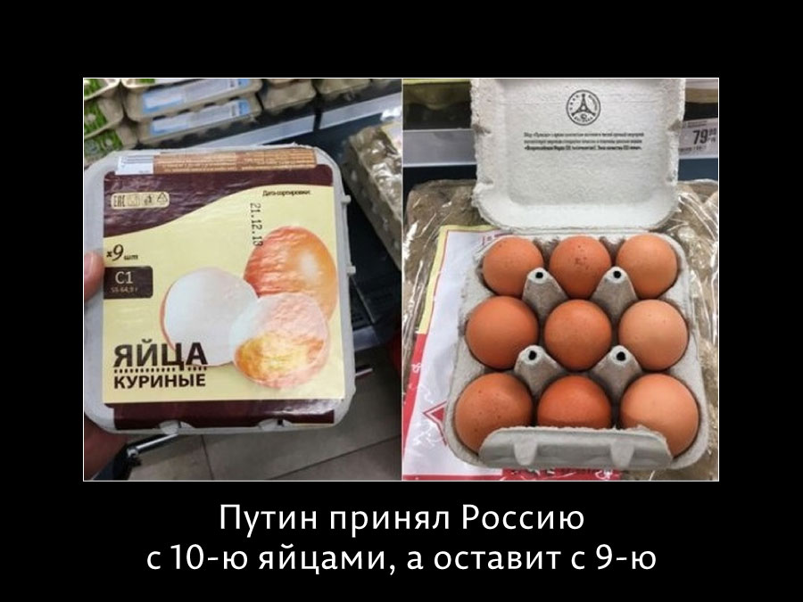 Весь Путин в демотиваторе про упаковку 9 яиц 
