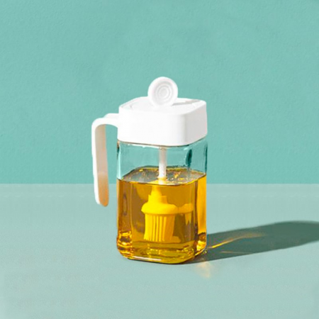 Frasco aceitero blanco, 14x8.5x6cm, brocha