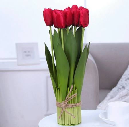 Bouquet artificial tulipanes, rojo, 38cm