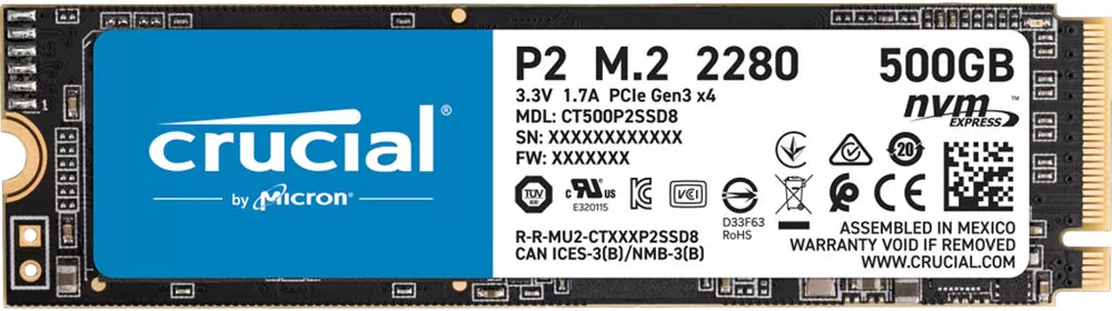 Crucial 500GB P2 NVMe PCIe M.2 Internal SSD CT500P2SSD8