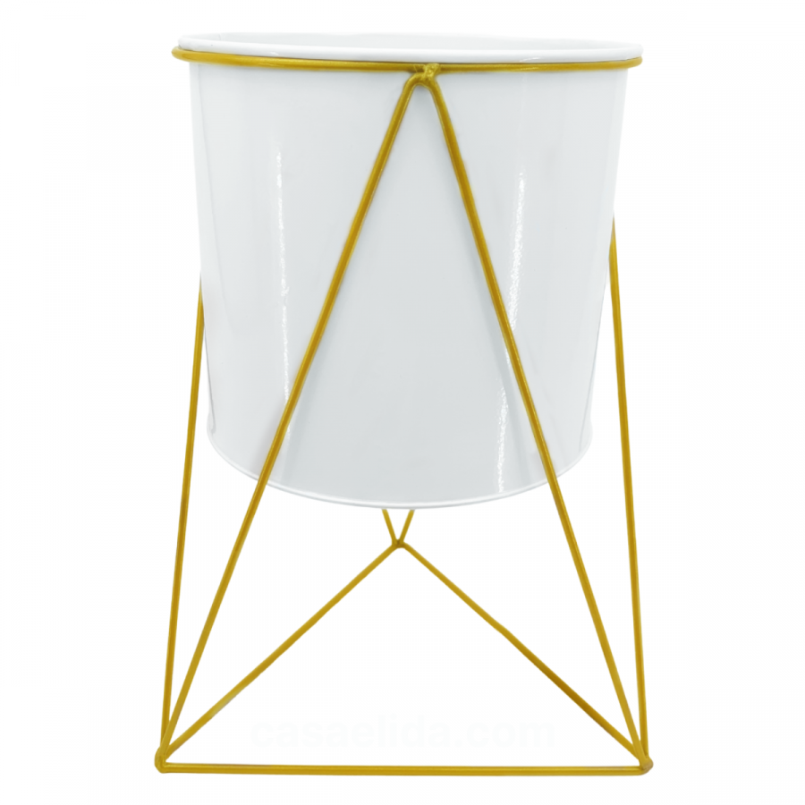 Maceta con soporte blanco, 31x22x22cm, metal