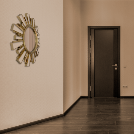 Espejo de pared vintage negro/dorado, Ø60cm