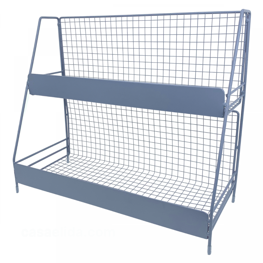 Organizador de 2 niveles azul claro, 35.5x40x16cm, metal
