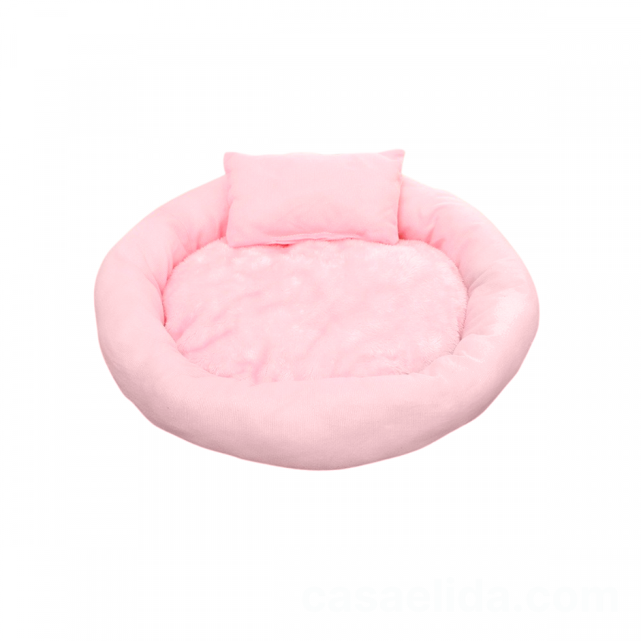 Cama para mascota + 1 almohada rosado, 12xØ50cm