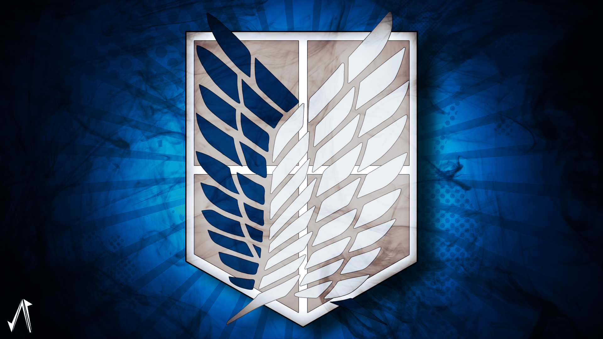 Wallpaper Attack On Titan 558 Shingeki no Kyojin, anime, Scout Regiment, logo, blue background