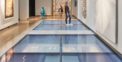 A Transparent Blue Glass Floor