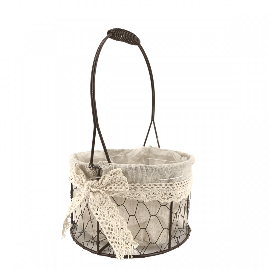 Canasta lino/hierro, Ø18.5cm