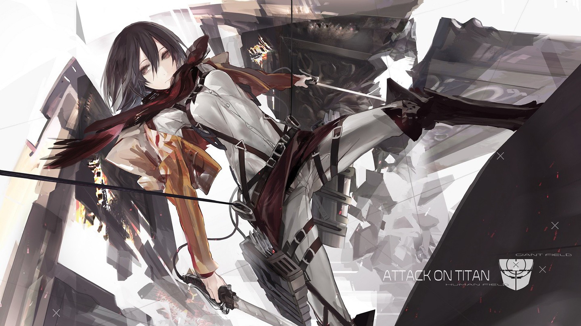 Wallpaper Attack On Titan 365 anime girls, Mikasa Ackerman, dark hair, girls with swords, Shingeki no Kyojin