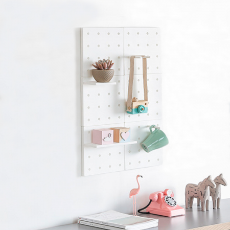 Panel organizador de pared blanco, 22x22x9.5cm