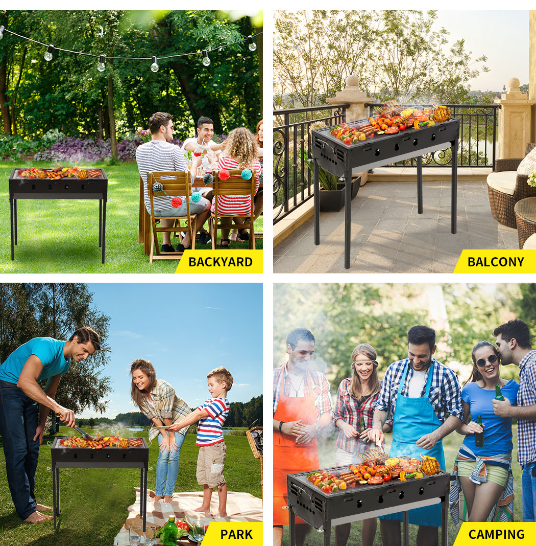 Charcoal BBQ Grill Portable Hibachi Barbecue Outdoor Foldable Camping Picnic - Picture 57 of 69