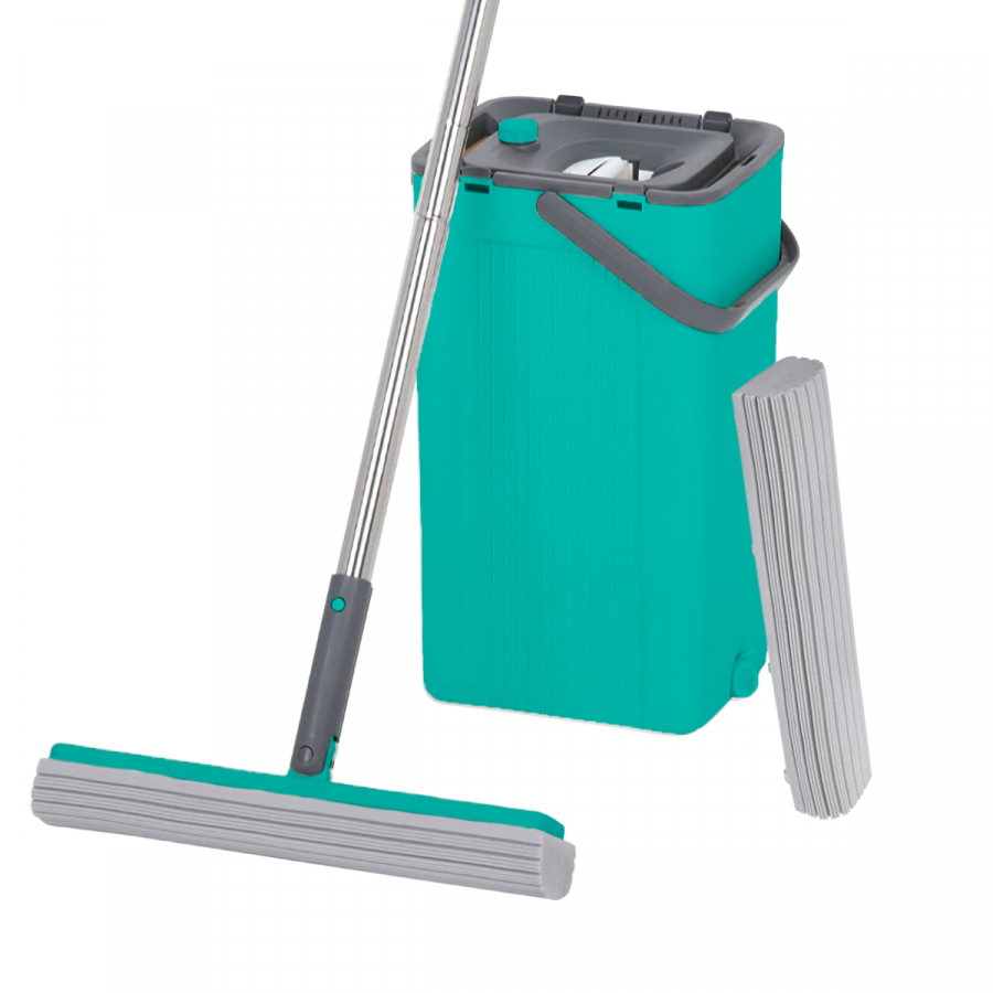 Trapeador + balde de secado automático turquesa, pva