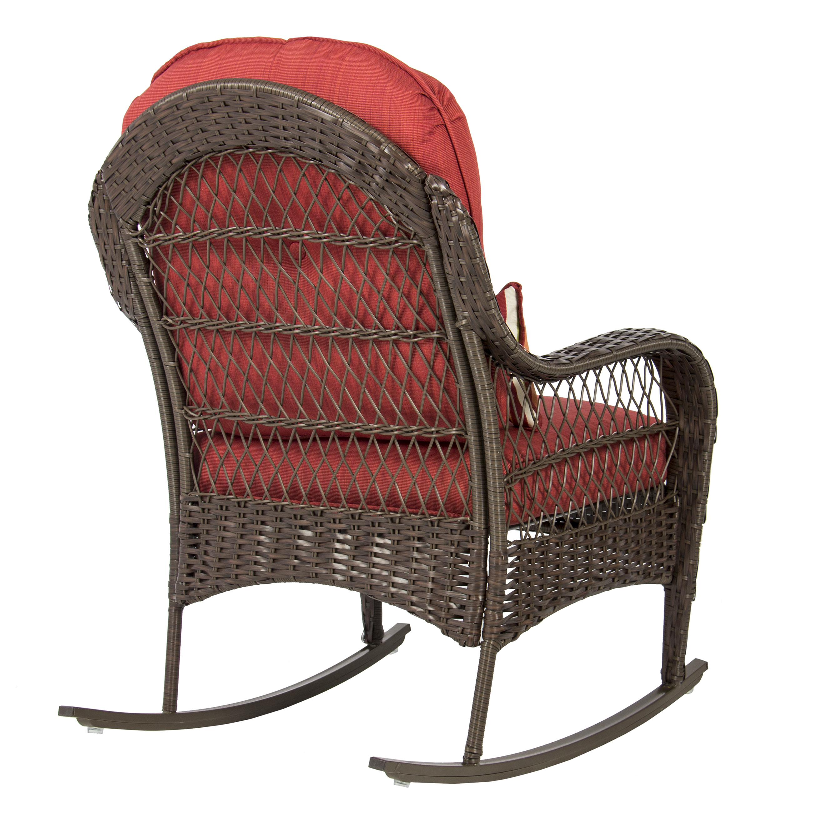 BCP Wicker Steel Frame Rocking Chair w/ Decorative Pillow and Cushions