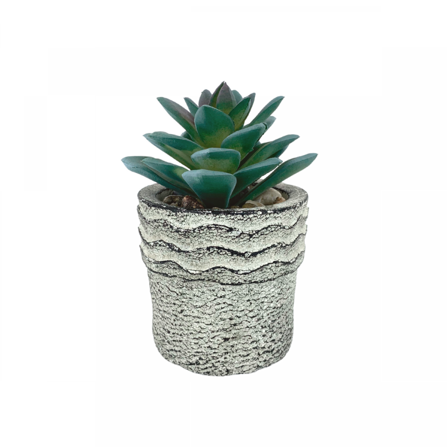 Suculenta artificial + maceta longifolia, verde, 12cm