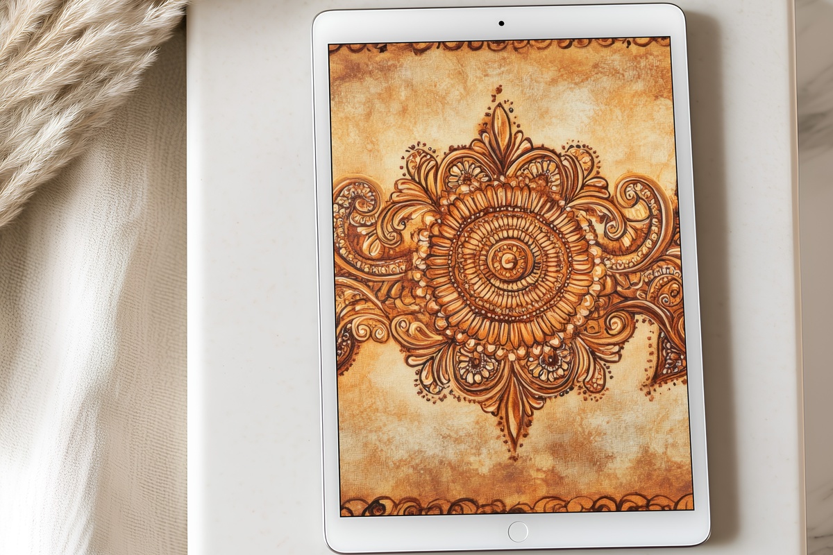 Henna Floral Harmony Boho iPad Wallpaper