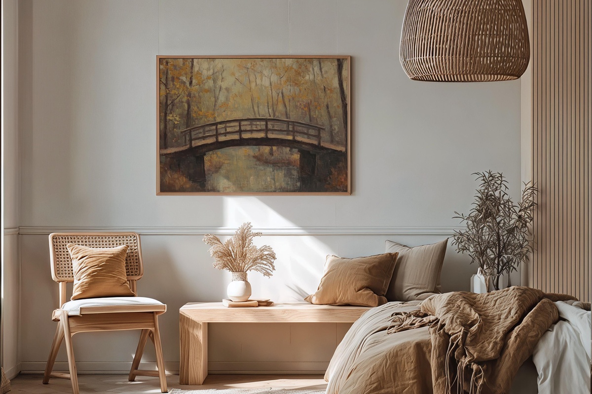 Autumn Bridge Elegance Fall Printable Wall Art