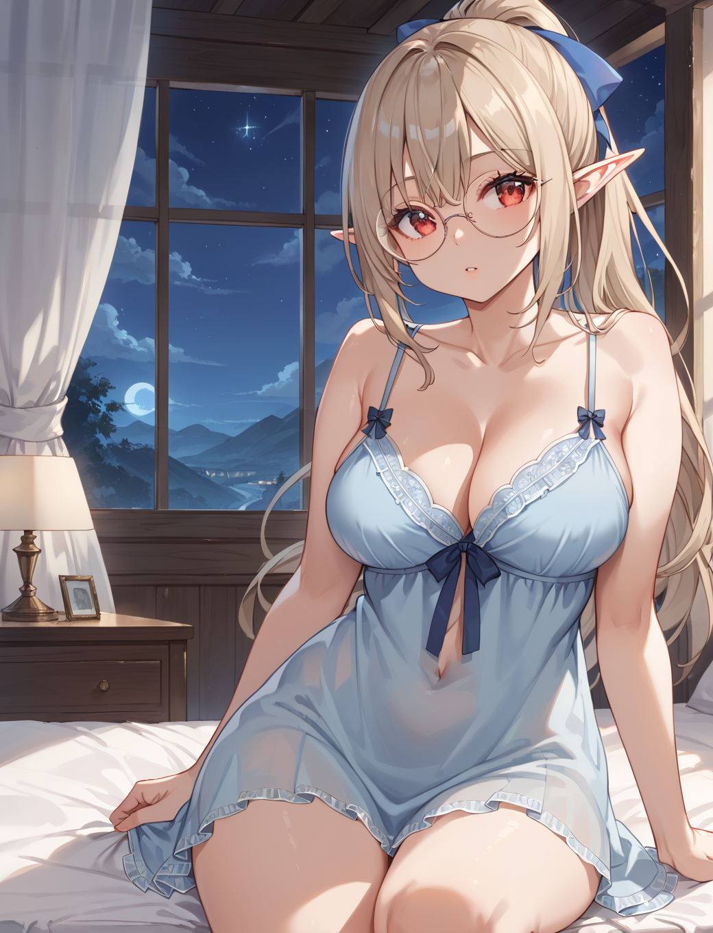 AI成形 眼鏡エルフ by こはく with girl, breasts, ai art, tentacle
