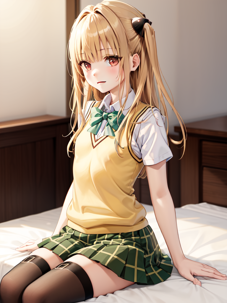 ヤミちゃん01 by Youto-AI with Golden Darkness, To Love Ru, small breasts, blonde