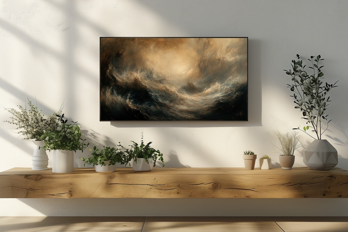 Dramatic Ocean Waves Coastal Frame TV Art
