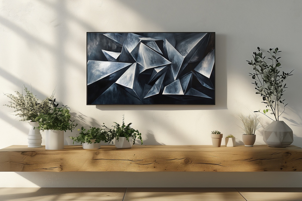 Futuristic Metallic Silhouettes Abstract Frame TV Art