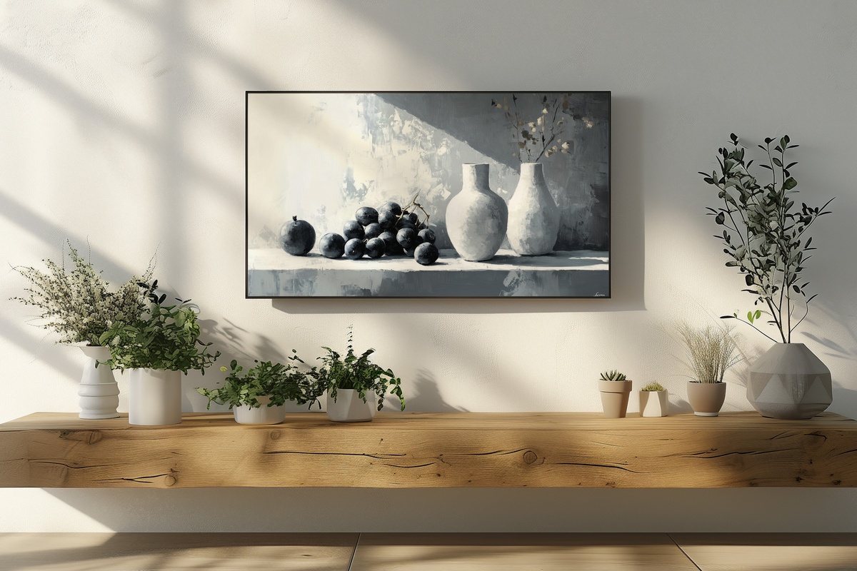 Timeless Silhouettes in Grayscale Elegance Neutral Frame TV Art
