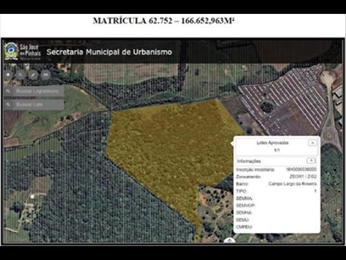 Terreno Urbano com área total de 166.652,96m² - Campo Largo da Roseira - São José dos Pinhais/PR