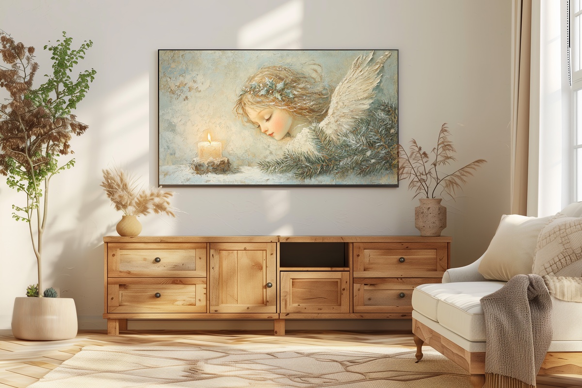 Winter Glow Angel Christmas Frame TV Art
