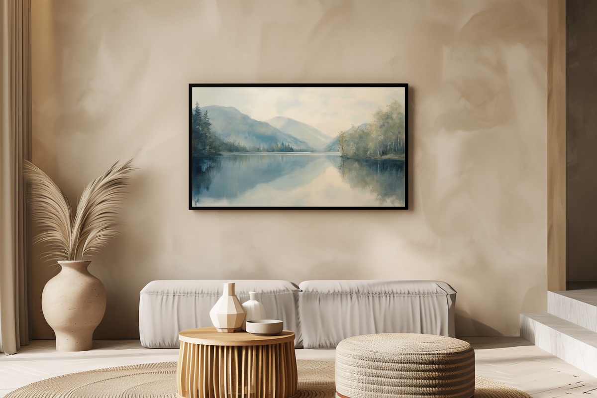Mountain Lake Reflections Landscape Frame TV Art