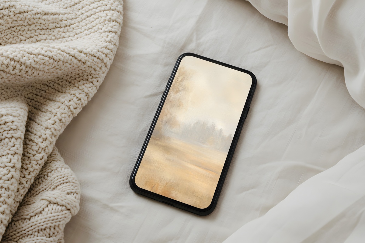 Pastoral Equine Reverie vintage iPhone wallpaper in serene beige tones