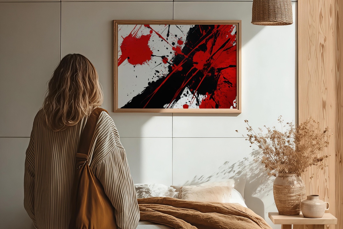Crimson Noir Cascade Abstract Printable Wall Art