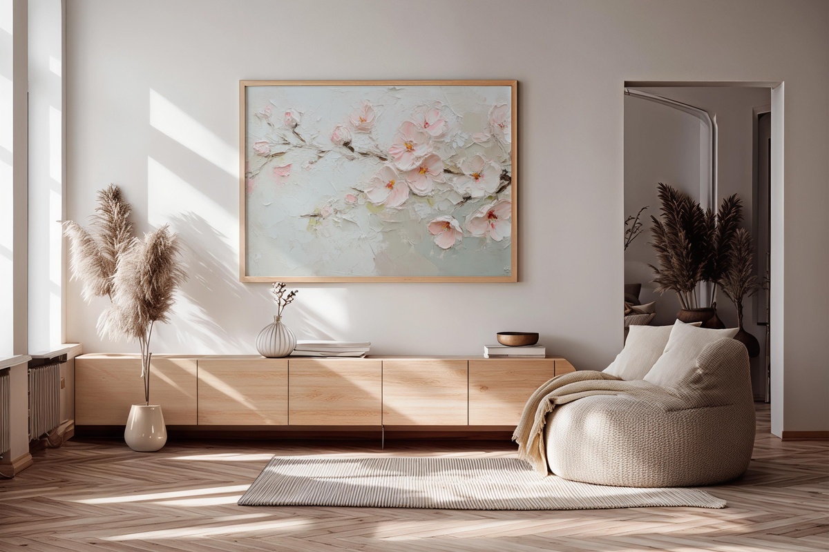 Cherry Blossom Murmurs Spring Printable Wall Art — soft blush floral digital print