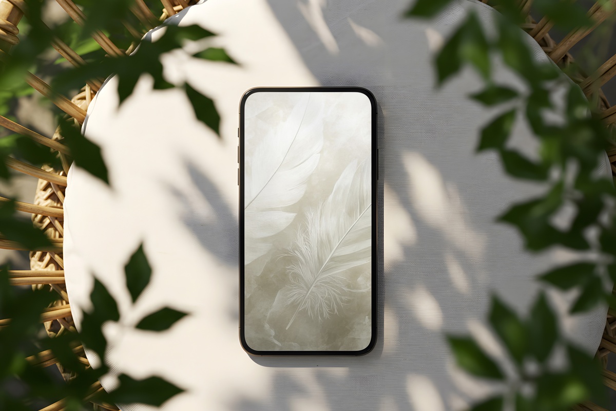 Whisper of Feathered Lines Neutral iPhone Wallpaper