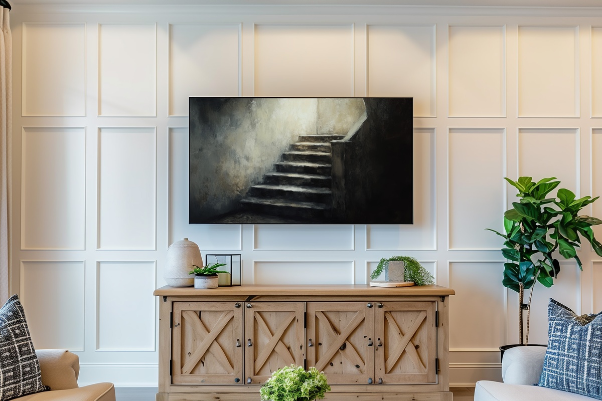 Shadowed Staircase Enigma Halloween Frame TV Art