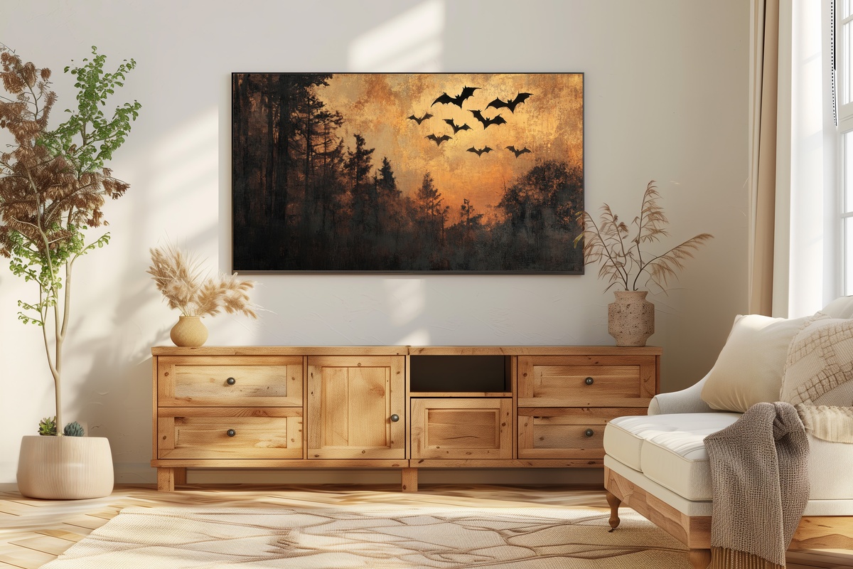Twilight Bat Flight Grace Halloween Frame TV Art