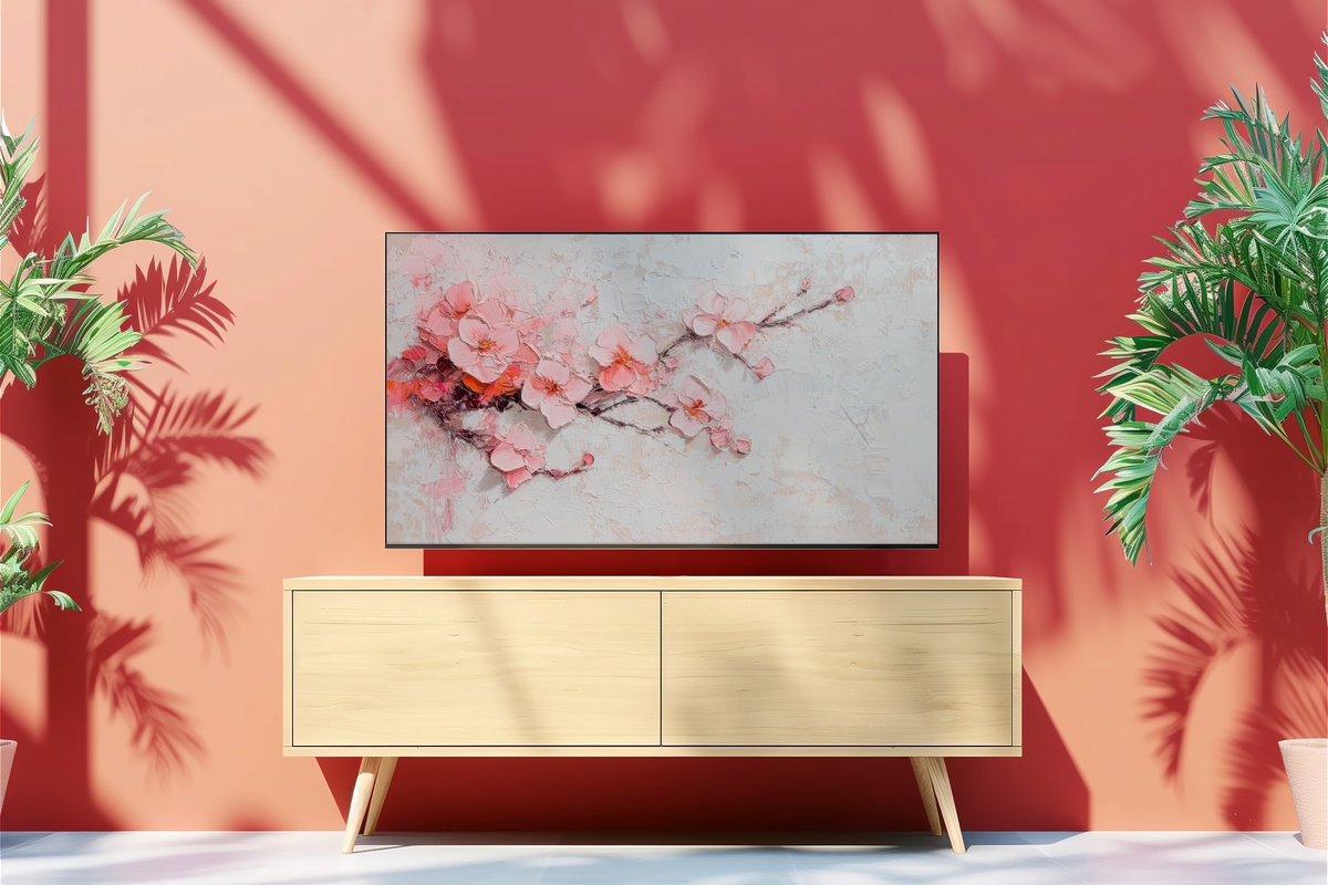 Serene Snowy Cabin Christmas landscape Frame TV art