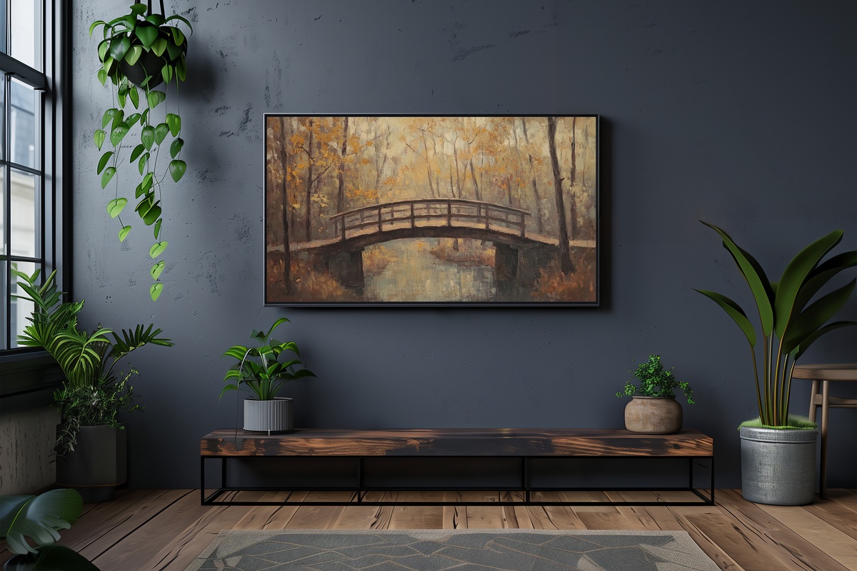 Autumn Bridge Elegance Fall Frame TV Art