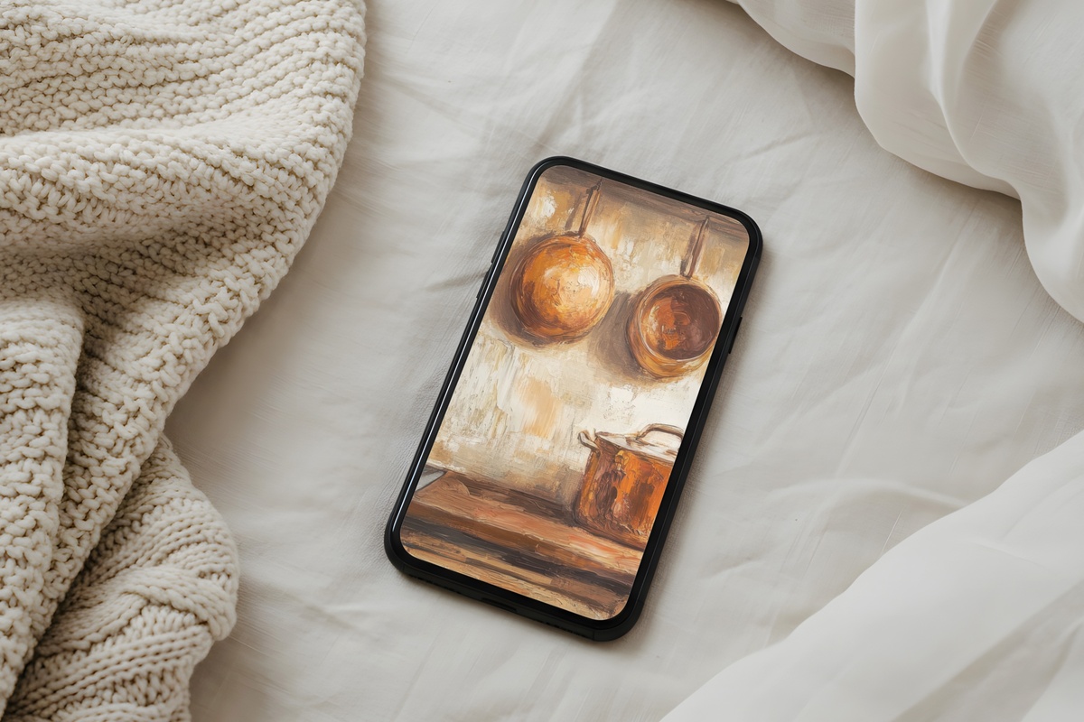 Rustic Kitchen Essence Farmhouse iPhone Wallpaper in earthy tones