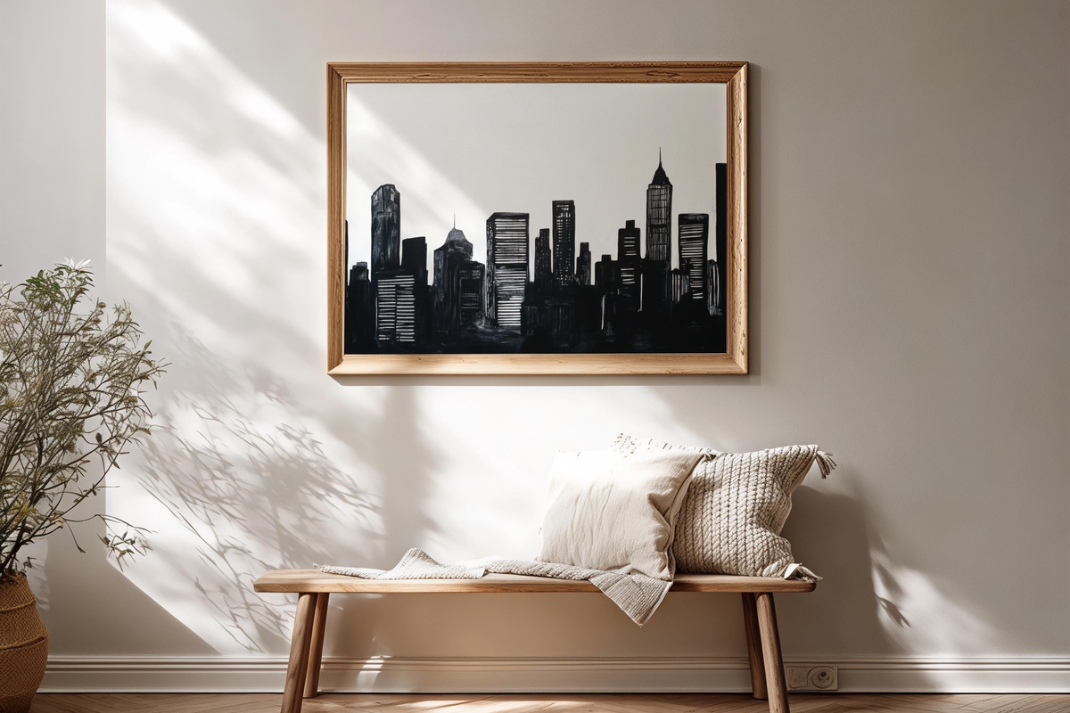 Urban Silhouette Dynamics Black and White Printable Wall Art