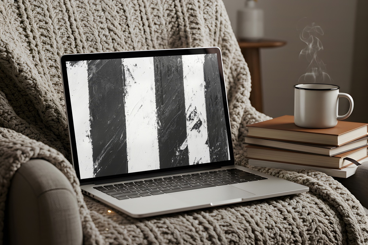 Modern Striped Symphony black and white desktop wallpaper
