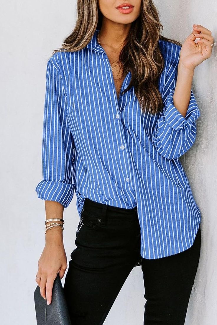 Blue Striped Casual Shirt