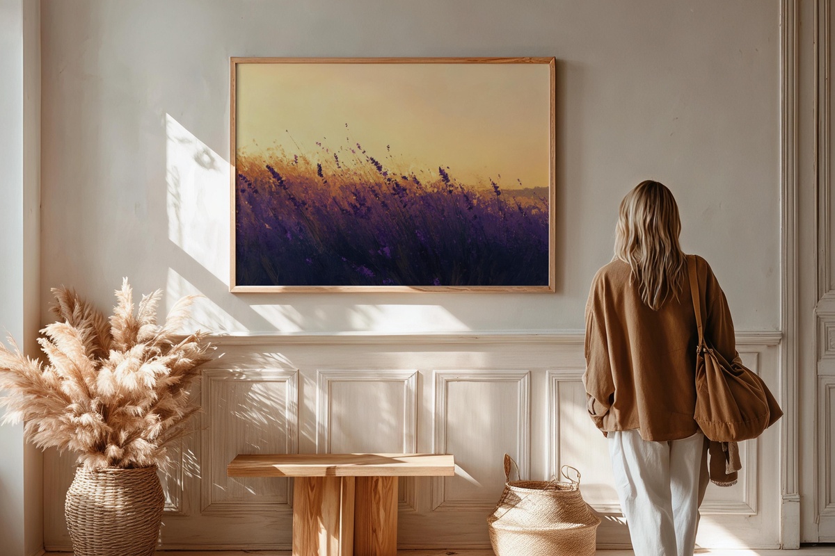 Golden Lavender Landscape Summer Printable Wall Art
