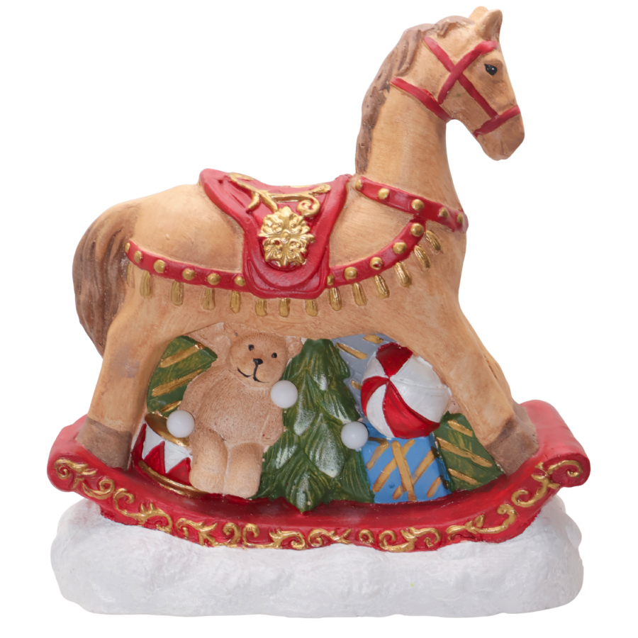 Adorno navideño con luz poliresina, 38x36x18cm