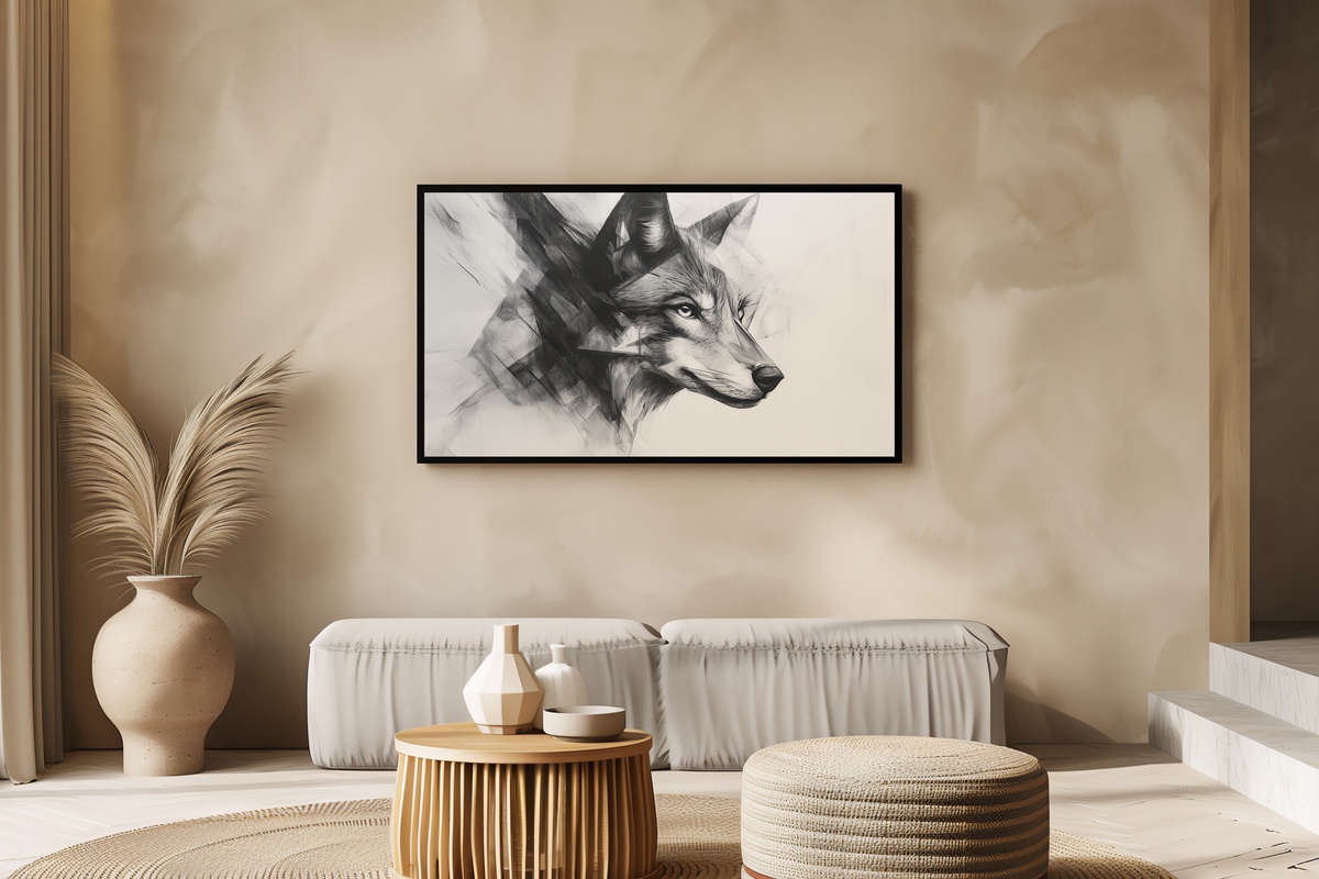 Angular Animal Symmetry Black and White Frame TV Art