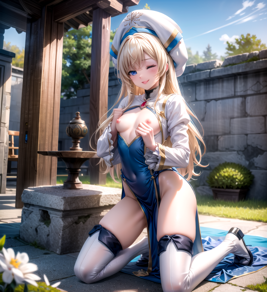 412作目 by motoyama with exhibitionism, girl, blonde, Goblin Slayer, Priestess (Goblin Slayer)