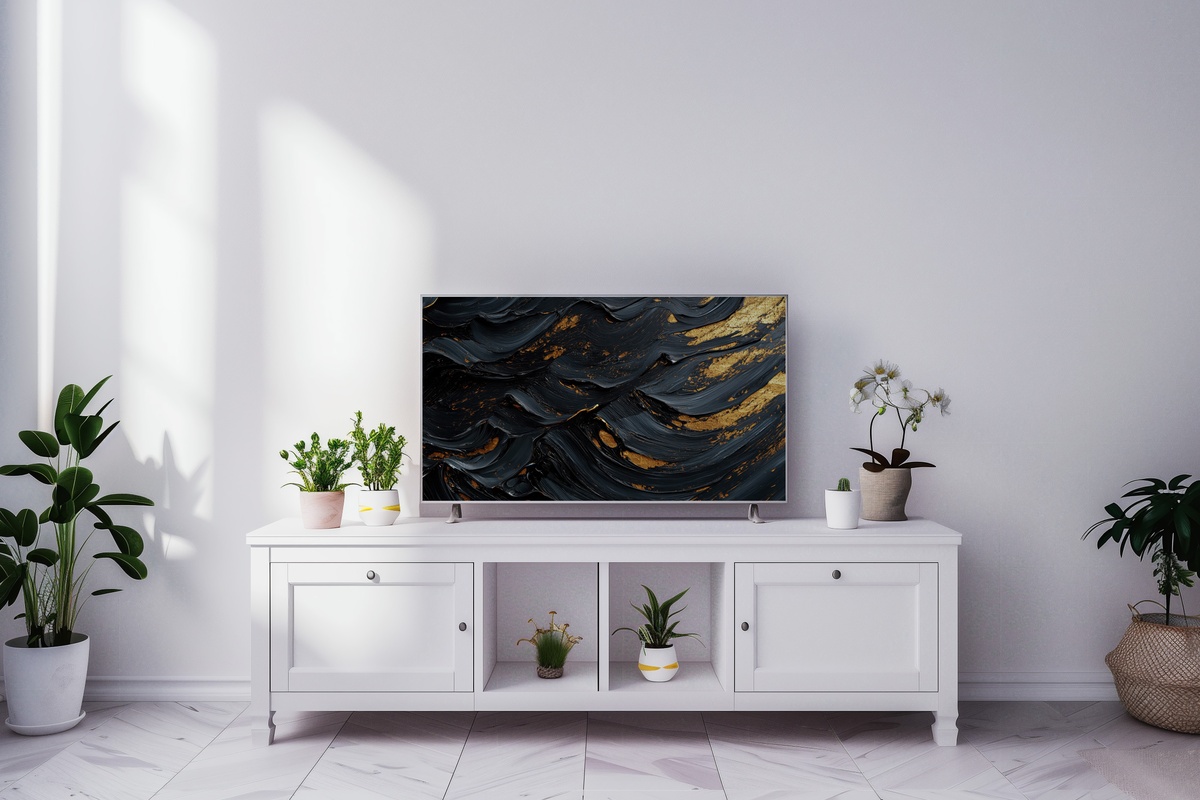 Textured Gold Layers Abstract Frame TV Art