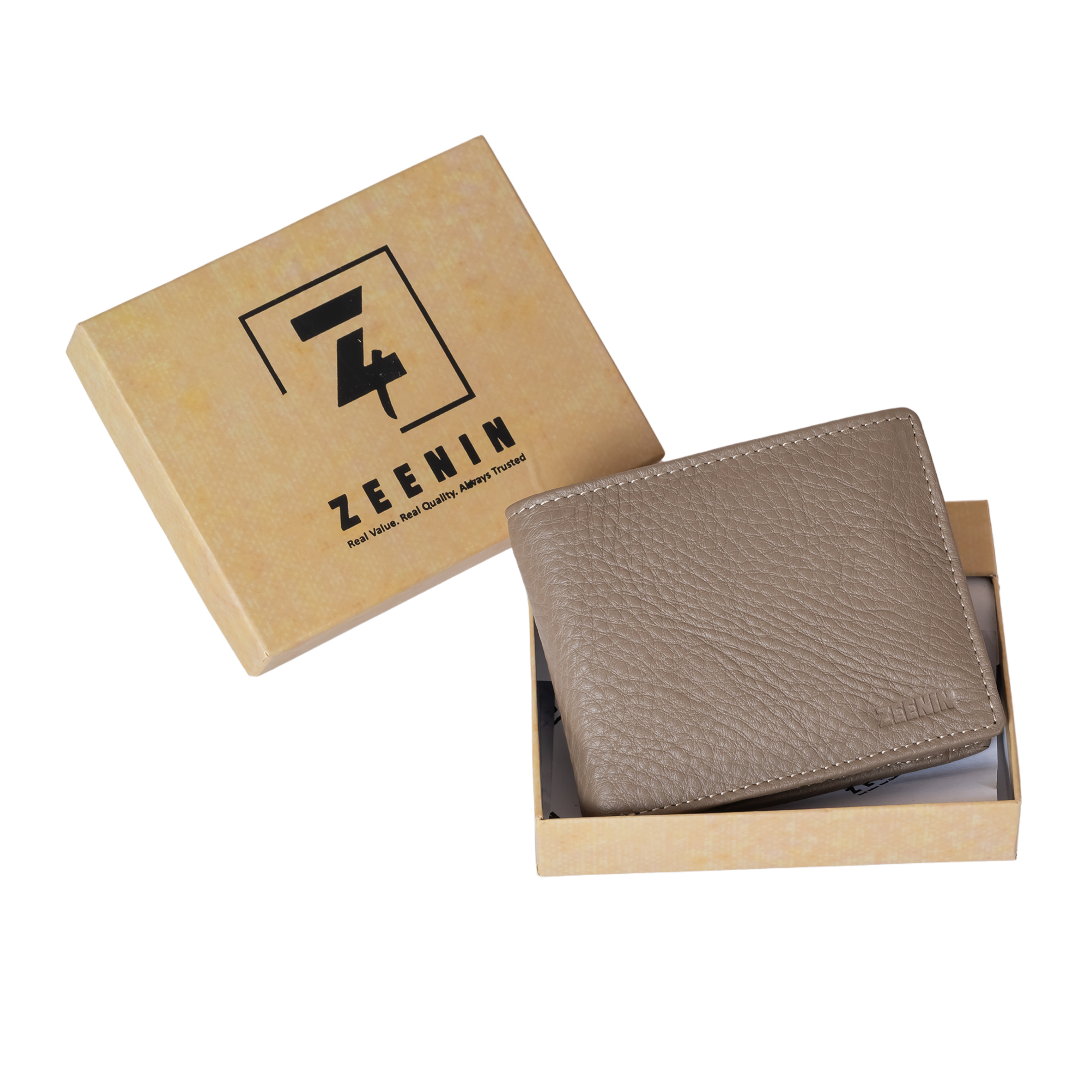 Zeenin Pure Genuine Premium Nappa Leather Handmade Slim Trifold Men’s Wallet with coin Pocket
