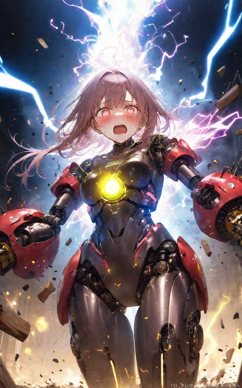 放電してそのまま爆発しそうな女アンドロイド by kuremoa with android, mechabare