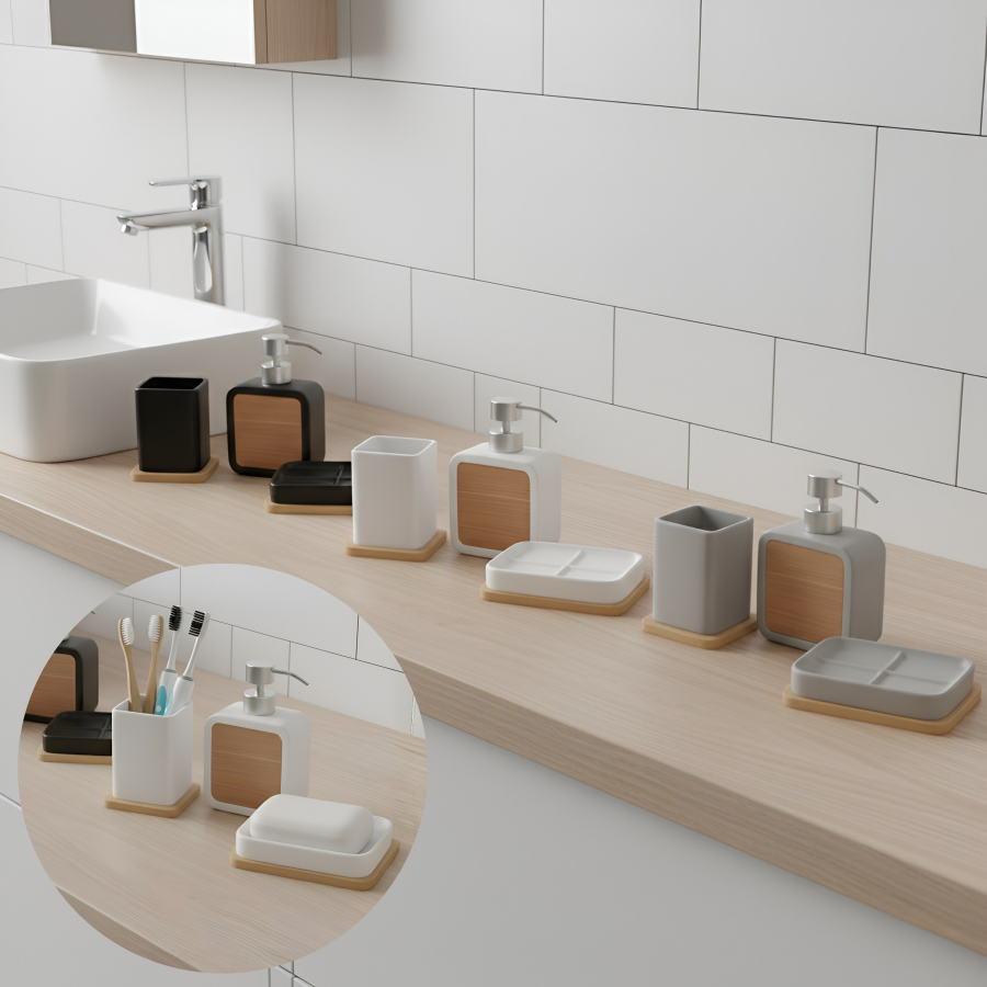 Set de baño (Colores disponibles) cerámica, 3 piezas