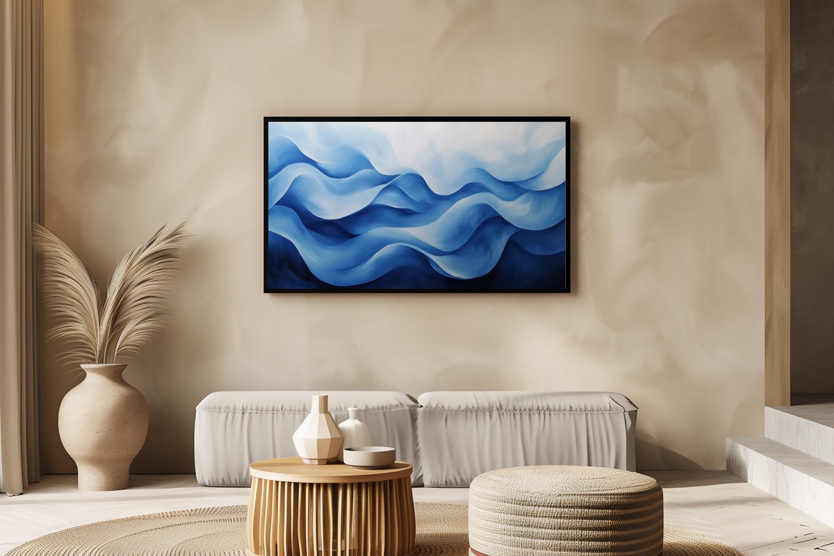 Ocean Wave Blue Harmony Frame TV Art